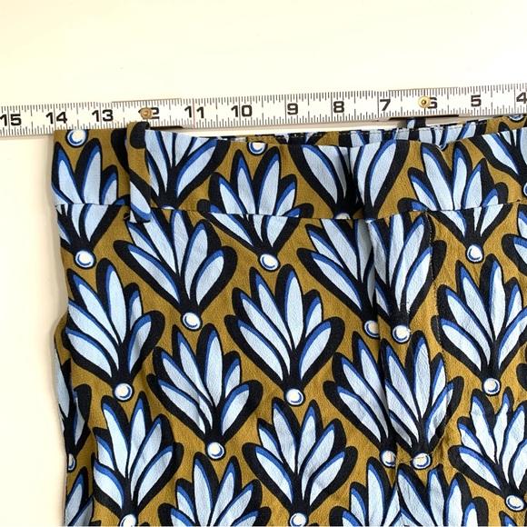 Zara Wide Leg Pants Blue Brown Leaf Print Size Small Lightweight Flowy - Picture 6 of 12